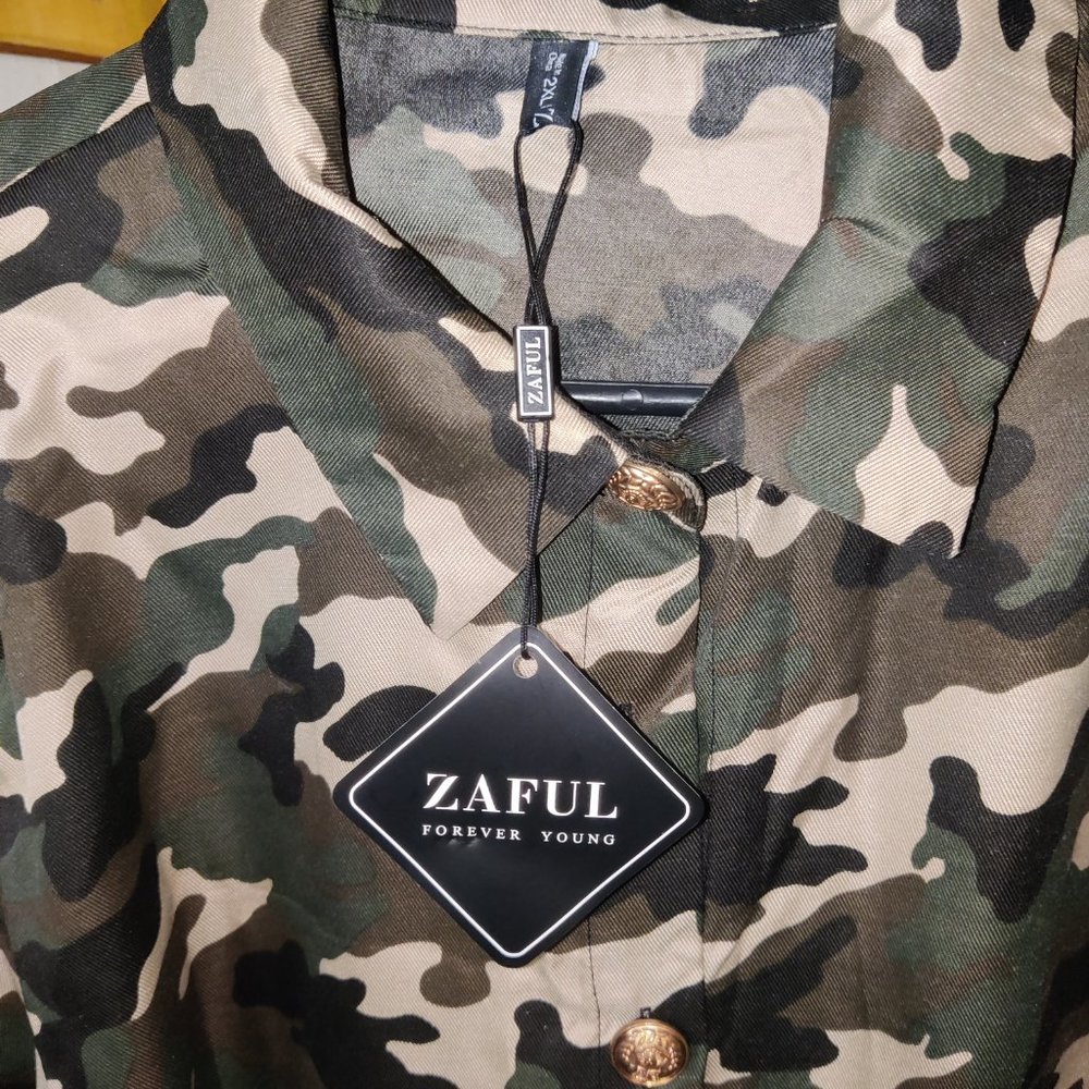 Nwt Plus Size Camo Print High Low Coat - Picture 7 of 12